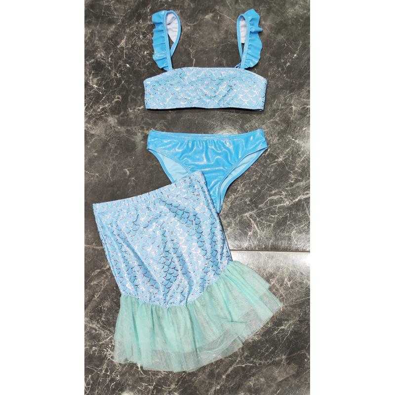 Pack of 5 – Girls 3-piece mermaid swimsuit with tulle skirt – Kids fashion