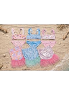 maillot bain fille 3 pieces sirene jupe tulle mode enfant grossiste