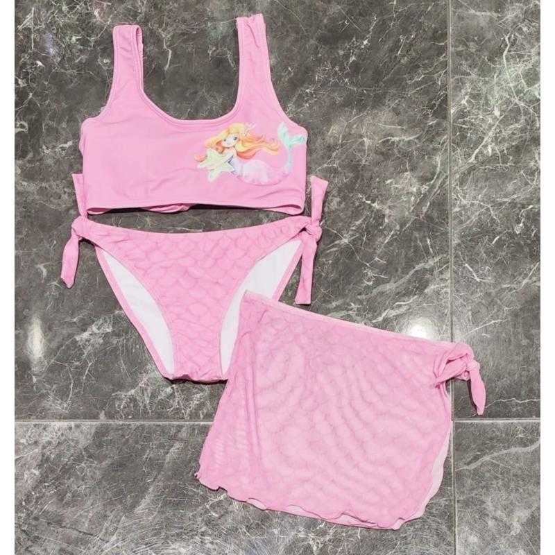 Set van 5 – Meisjes 3-delige zeemeermin bikini met rok – Kinderkleding