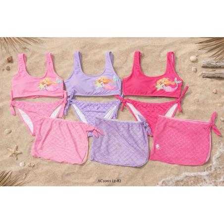 maillot bain fille 3 pieces sirene jupe assortie mode enfant grossiste