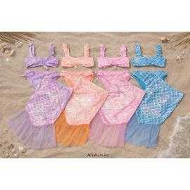 maillot bain fille 3 pieces sirene jupe tulle mode enfant grossiste