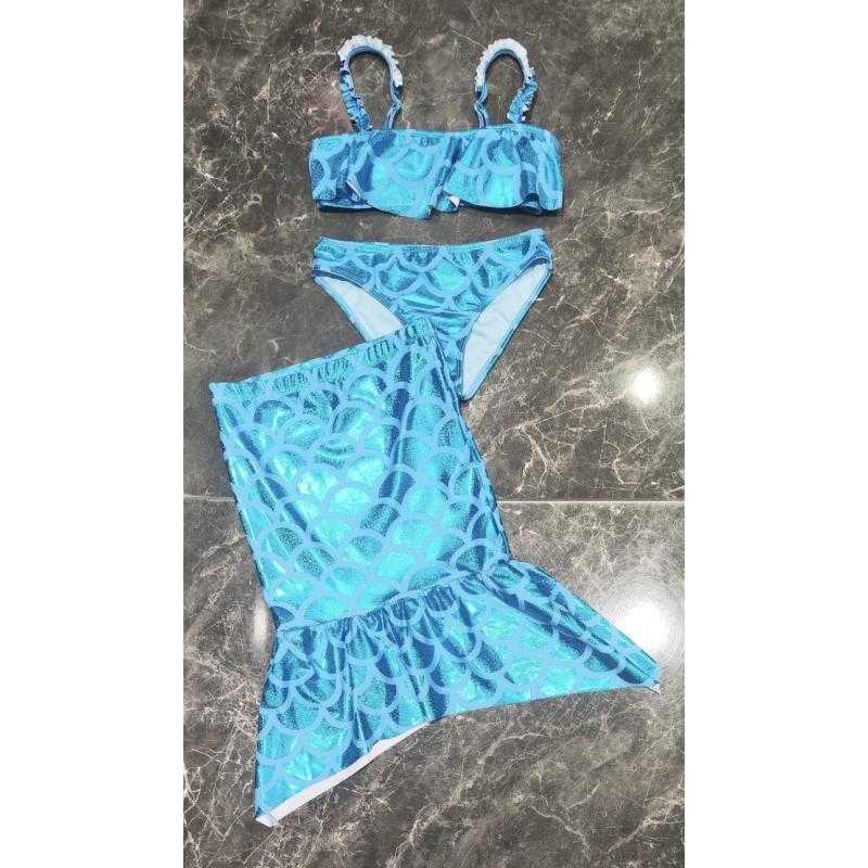 Pack of 5 – Girls shiny mermaid 3-piece swimsuit with skirt – Kids fashion