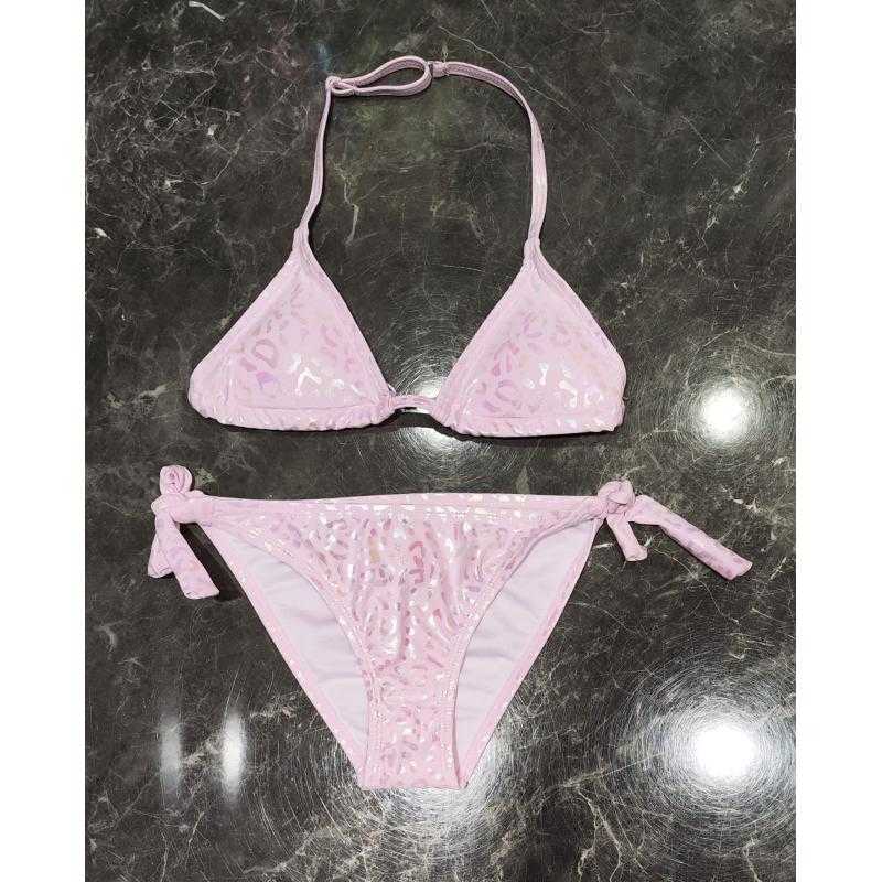 Lot de 5 – Maillot de bain fille 2 pièces triangle brillant avec liens – Mode enfant