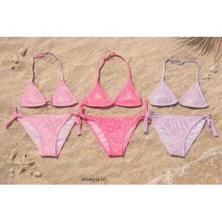 maillot bain fille 2 pieces triangle brillant liens mode enfant grossiste