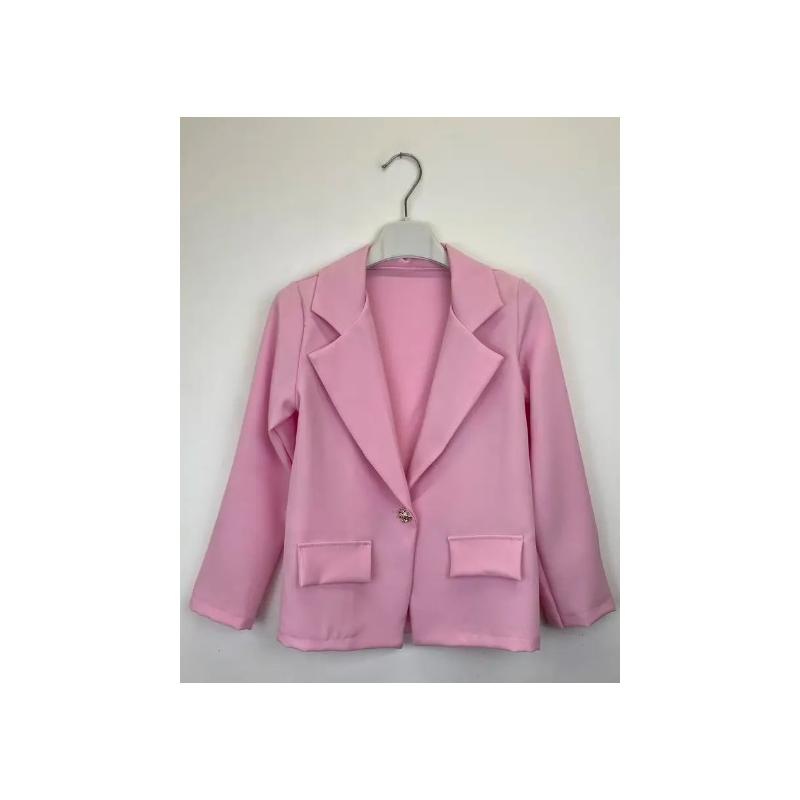 Set van 6 – Meisjes blazer met knoop en zakken – Kinderkleding