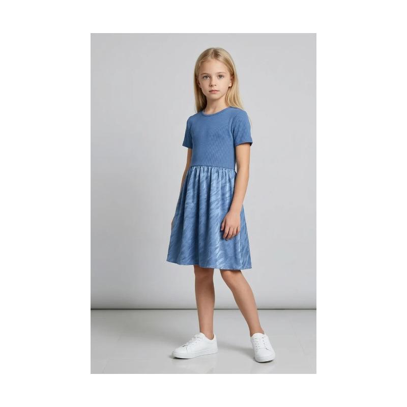 Pack of 6 – Girls short sleeve dress with satin skirt – Kids fashion
