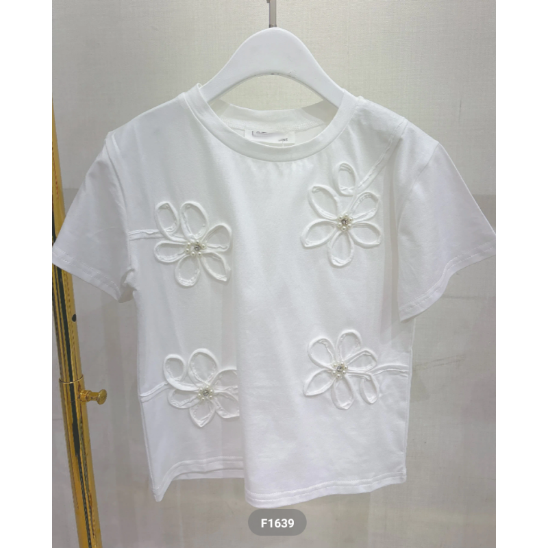 Lot de 6 – T-Shirt Fille Fleurs Relief & Perles