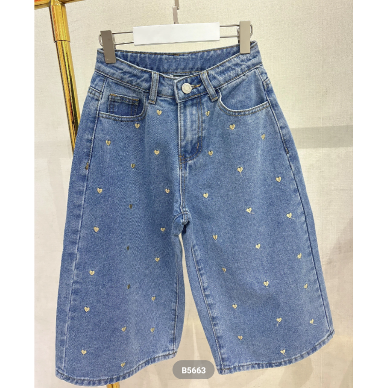 Lot de 6 – Bermuda Fille Denim Cœurs