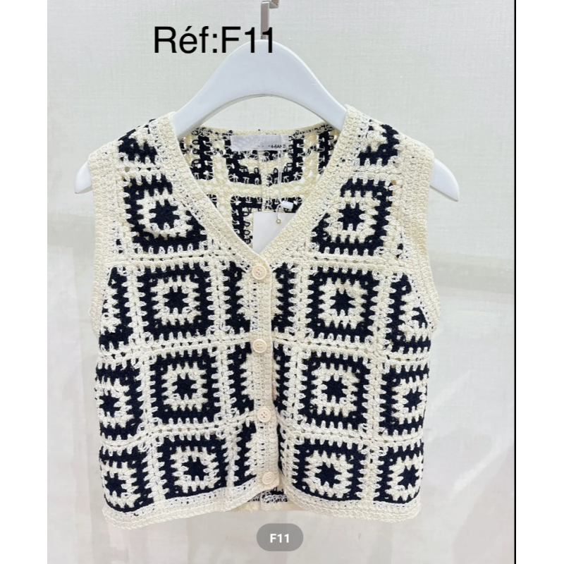 Lot de 6 : Top Fille Crochet Bohème Gilet Sans Manches