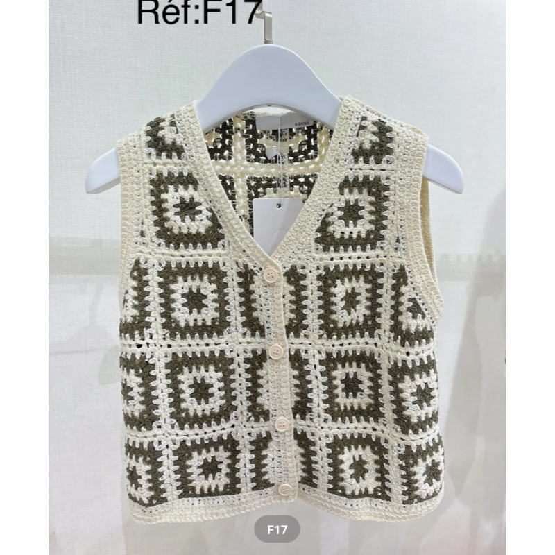 Lot de 6 : Top Fille Crochet Bohème Gilet Sans Manches