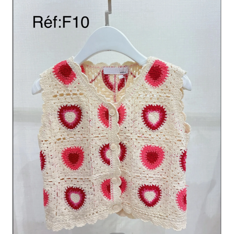 Lot de 6 : Top Fille Crochet Bohème Gilet Sans Manches