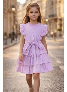 robe fille volants ceinture manches courtes mode enfant grossiste