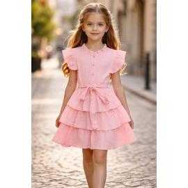 robe fille volants ceinture manches courtes mode enfant grossiste