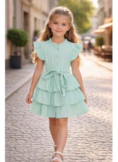 robe fille volants ceinture manches courtes mode enfant grossiste