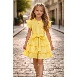robe fille volants ceinture manches courtes mode enfant grossiste