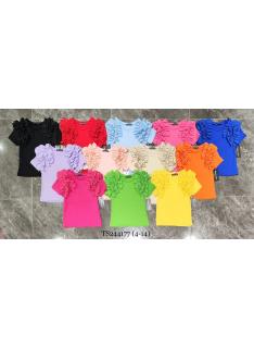 tshirt fille volants epaules colore mode enfant grossiste