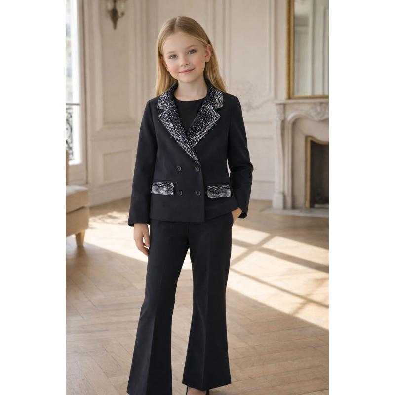 Lot de 6 – Blazer fille chic avec strass – Veste élégante cérémonie enfant