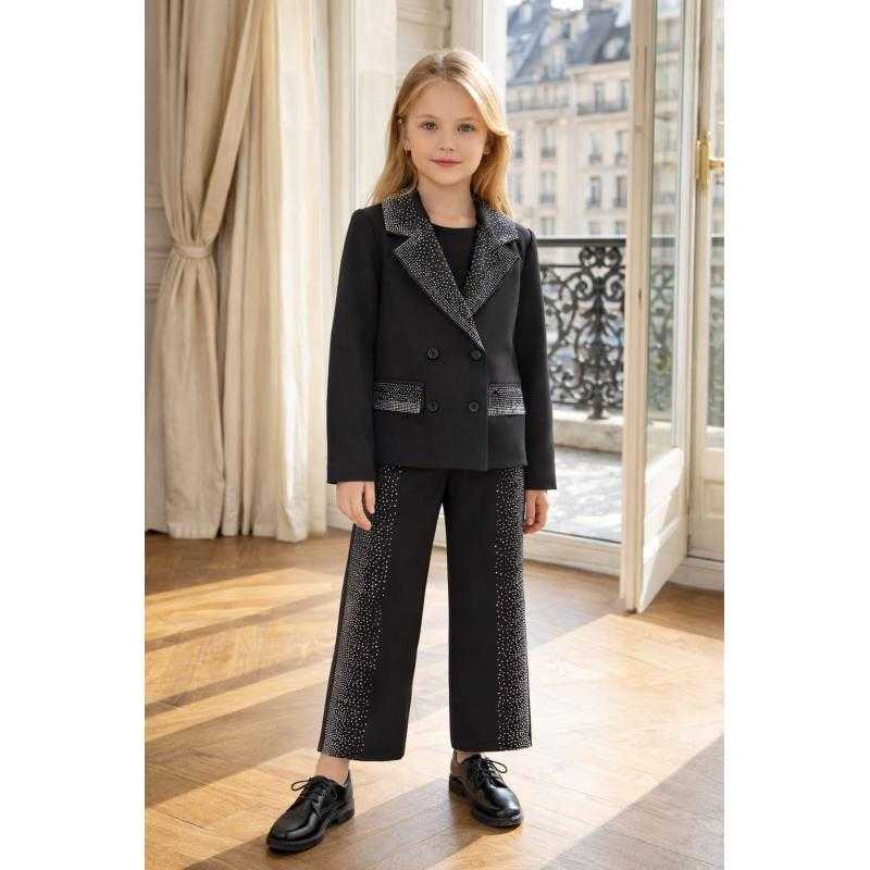 Lot de 6 – Pantalon fille chic avec strass – Coupe élégante cérémonie