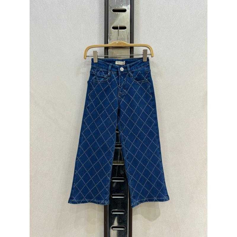 Pack of 6 – Girls wide-leg jeans with rhinestone diamond pattern – Kids fashion