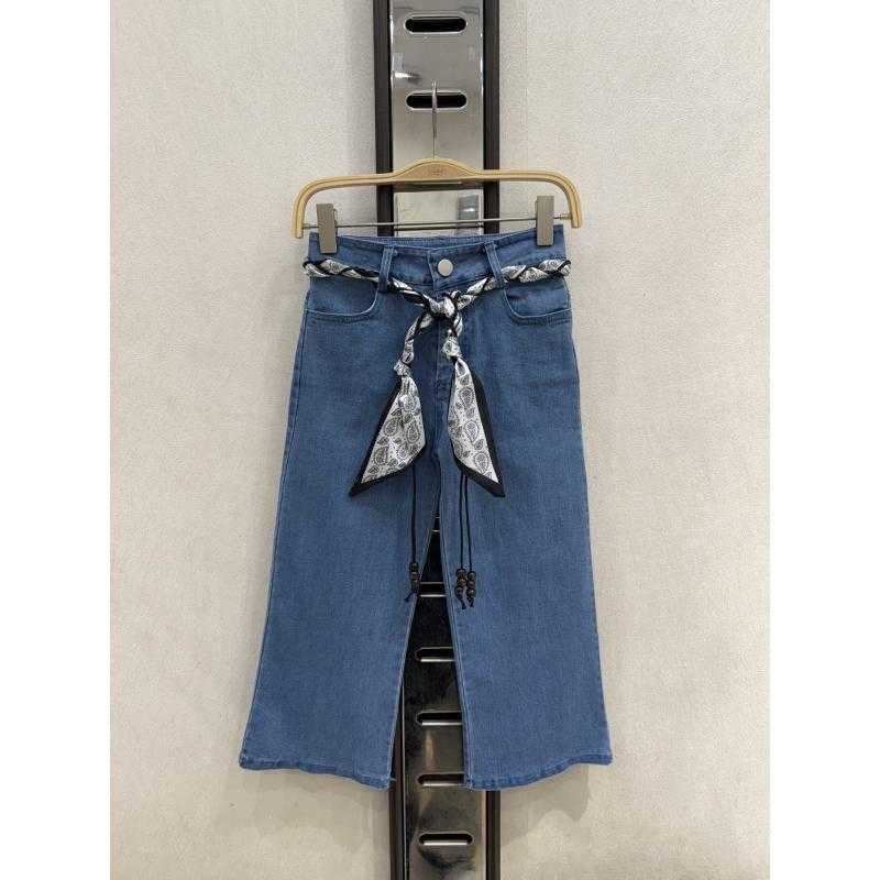 Lot de 6 – Jean fille large avec foulard ceinture – Mode enfant