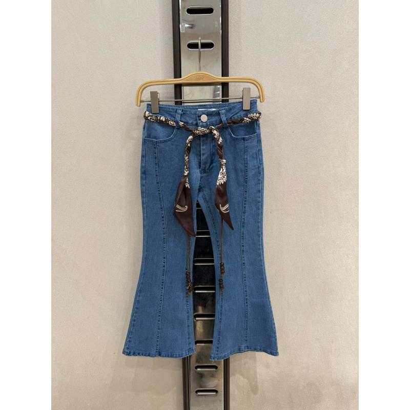 Set van 6 – Meisjes flare jeans met sjaalriem – Kinderkleding