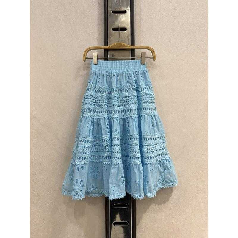 Set van 6 – Lange meisjesrok broderie met ruches – Kinderkleding