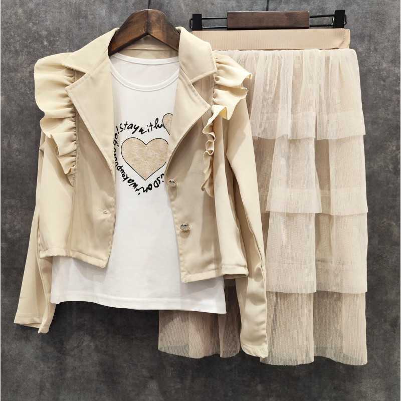 Lot de 5 Ensembles 3 Pièces Veste, T.Shirt, Jupe en tulle