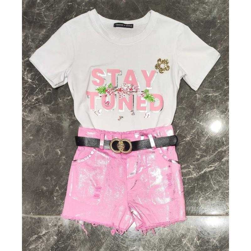 Lot de 6 – T-shirt fille coton imprimé manches courtes