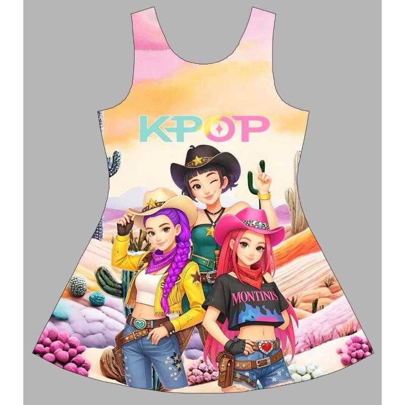 Pack of 6 – Girls dress with K-pop Demon Hunters HUNTRX print