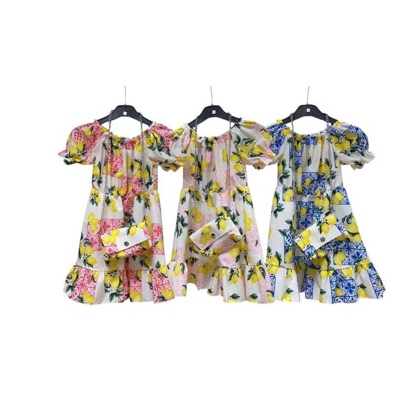 Pack of 6 – Girls floral dress with matching mini bag – Kids fashion