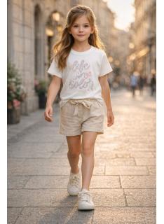 Ensemble fille t-shirt imprimé et short taille haute à nouer lot de 5