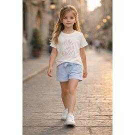 Ensemble fille t-shirt imprimé et short taille haute à nouer lot de 5