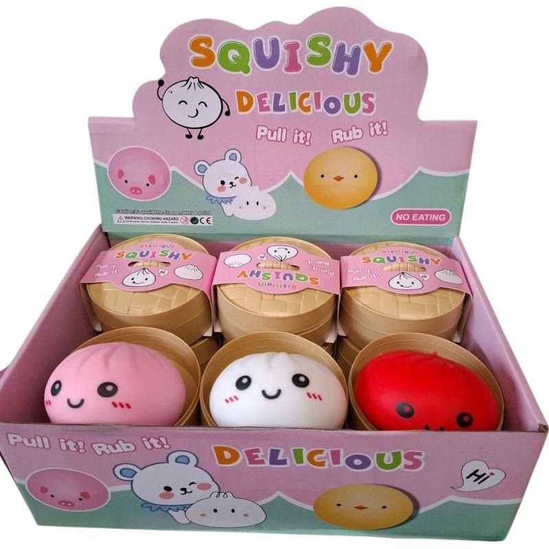 Set van 12 – Mochi squishy anti-stress speelgoed in displaydoos