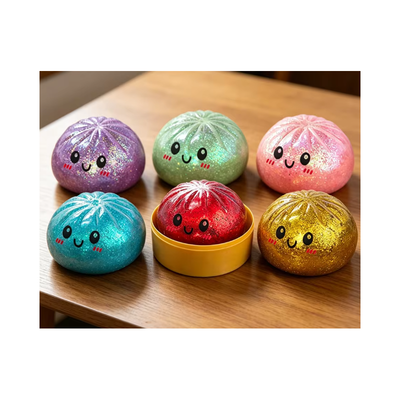 Pack of 12 – Glitter mochi squishy stress toy
