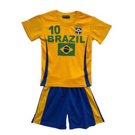Brazil voetbalset voor kinderen geel en blauw met bijpassende short