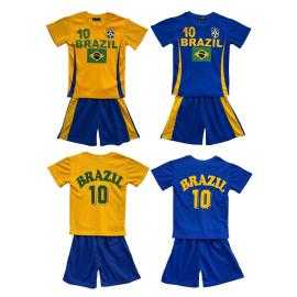 Ensemble football enfant Brazil jaune et bleu avec short assorti
