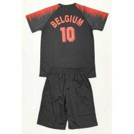 Ensemble sport enfant Belgium noir et rouge avec t-shirt manches courtes et short assorti