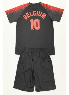 Kids Belgium black and red sports set with short-sleeve top and matching shorts