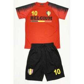 Ensemble sport enfant Belgium noir et rouge avec t-shirt manches courtes et short assorti