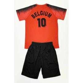 Kids Belgium black and red sports set with short-sleeve top and matching shorts