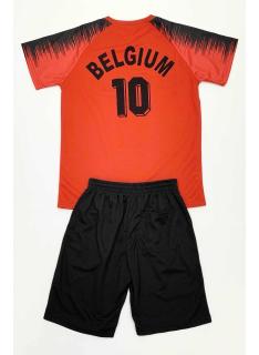 Ensemble sport enfant Belgium noir et rouge avec t-shirt manches courtes et short assorti