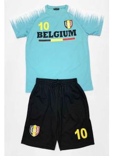 Ensemble sport enfant Belgium noir et rouge avec t-shirt manches courtes et short assorti