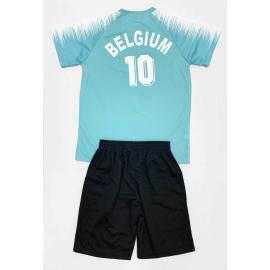 Belgium kinder sportset in zwart en rood met T-shirt met korte mouwen en bijpassende short