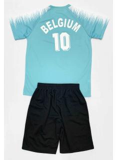 Ensemble sport enfant Belgium noir et rouge avec t-shirt manches courtes et short assorti