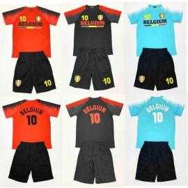 Ensemble sport enfant Belgium noir et rouge avec t-shirt manches courtes et short assorti