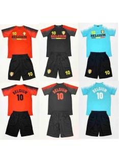 Belgium kinder sportset in zwart en rood met T-shirt met korte mouwen en bijpassende short