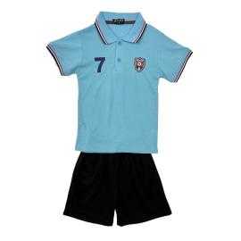 Kinder polo set Paris in rood met bijpassende zwarte short