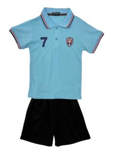 Kids Paris red polo set with matching black shorts