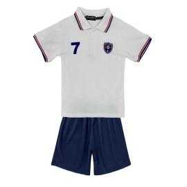 Ensemble polo enfant Paris rouge avec short noir assorti
