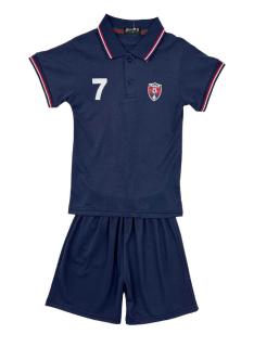 Ensemble polo enfant Paris rouge avec short noir assorti